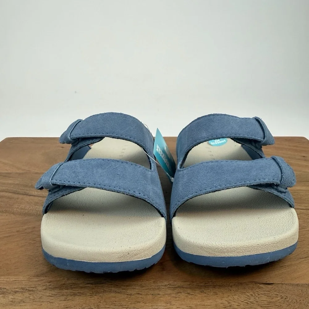New NWT Big Kids Reef Little Ojai Suede Blue Sandals‎ Shoes Size 2 Y